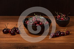 Bowl of ripe red cherries