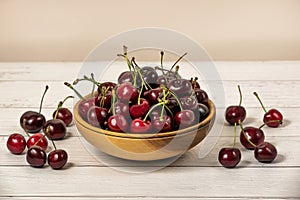 Bowl of ripe red cherries