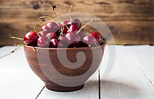 Bowl of ripe red cherries