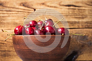 Bowl of ripe red cherries