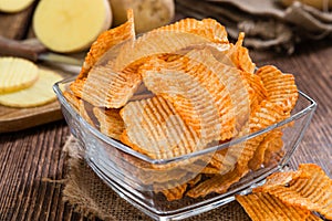 Bowl with rippled Potato Chips