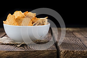 Bowl with rippled Potato Chips