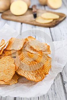 Bowl with rippled Potato Chips