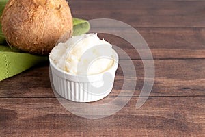 Bowl of Scooped Solidified Coconut Oil A Healthy Alternative to Vegetable Oils
