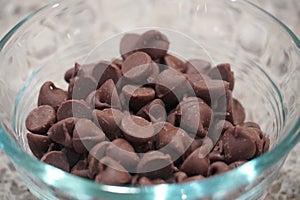 Bowl of semisweet milk chocolate chips