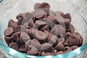 Bowl of semisweet milk chocolate chips