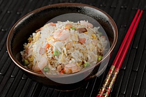 Bowl of Shrimp Stir Fry Rice