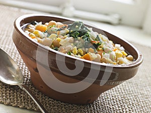 Bowl of Silverbeet and Chickpea Broth photo