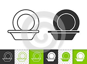 Bowl simple black line vector icon