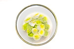 Bowl with sliced leek top