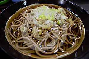 Bowl of Soba noodles in Tokyo, Honshu, Japan