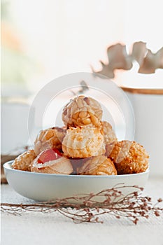 bowl with some panellets typical of Catalonia, Spain