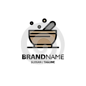 Bowl, Soup, Science Business Logo Template. Flat Color