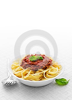 Bowl of spaghetti bolognese