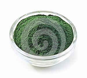 Bowl of spirulina algae powder