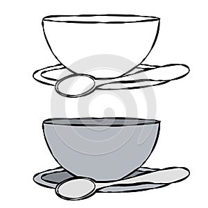 Bowl and Spoon Line Art