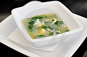 Bowl with Straciatella soup