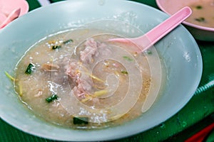 A Bowl Of Super Delicious Pork Porridge At Jok Prince Bangkok, Thailand