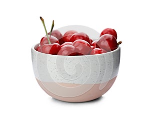 Bowl with sweet red cherries