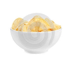 Bowl of tasty crispy potato chips