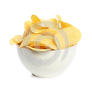 Bowl of tasty crispy potato chips