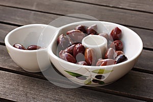 Bowl of tasty kalamata olives