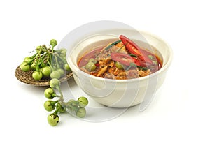 Bowl of thai panang cuury with pork