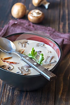 Bowl of thai tom kha soup