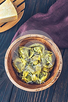 Bowl of tortelloni stuffed with ricotta