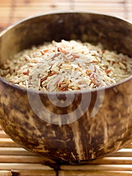 Bowl of unpolished rice