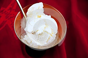 Bowl of vanilla ice cream