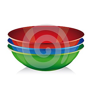 Bowl vector set - red, blue, green