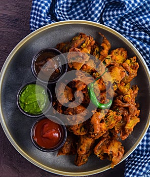 Bowl of vegetable Pakora or fritters