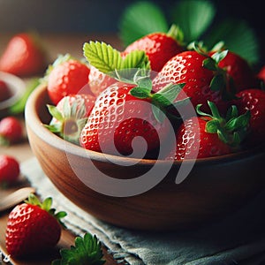 a bowl of vibrant, fresh strawberries HD Fruit image rip fruit
