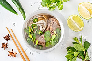 Bowl of Vietnamese pho bo