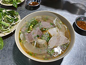 Bowl of Vietnamese style beef noodle - Bun Bo Hue