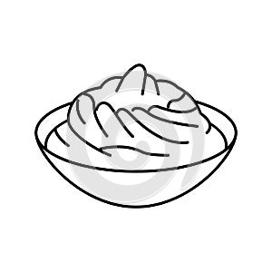 bowl wasabi sauce food line icon vector illustration
