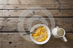 Bowl of wheaties cereal and milk with spoon