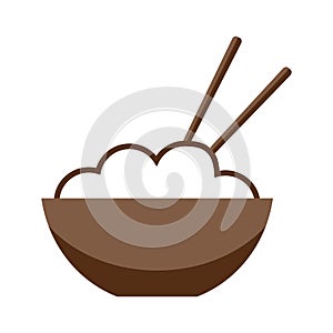 Bowl of white rice, vector