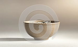 A bowl with a white substance in it