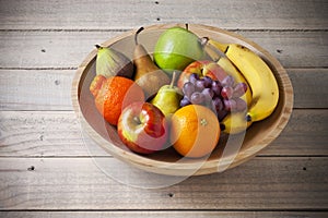 Bowl Whole Fruit Wood Healthy Food