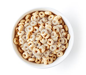 Bowl of Whole Grain Cheerios Cereal, from above
