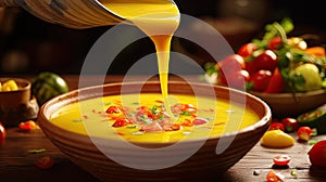 bowl yellow gazpacho