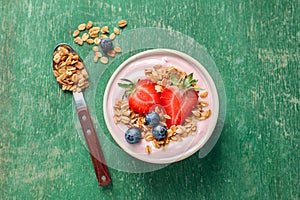 Bowl with yogurt, berries and granola