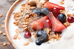 Bowl with yogurt, berries and granola