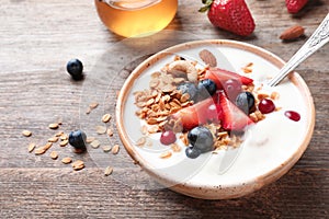 Bowl with yogurt, berries and granola