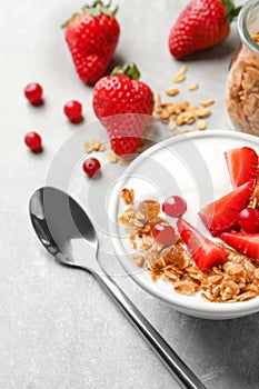 Bowl with yogurt, berries and granola