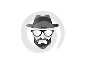 Bowler hat with beard and glasses Brille und Bart for logo