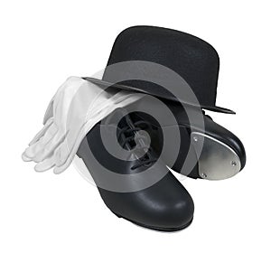 Bowler Hat with Tap Shoes and White Gloves