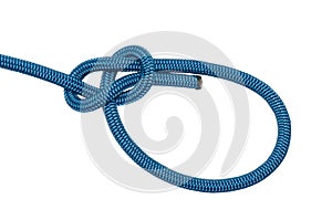 Bowline. A knot of blue rope.